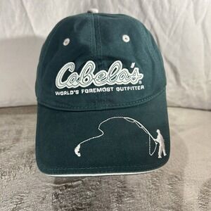 Cabela's World's Foremost Outfitter Fly Fishing Baseball Cap Green Hat‎